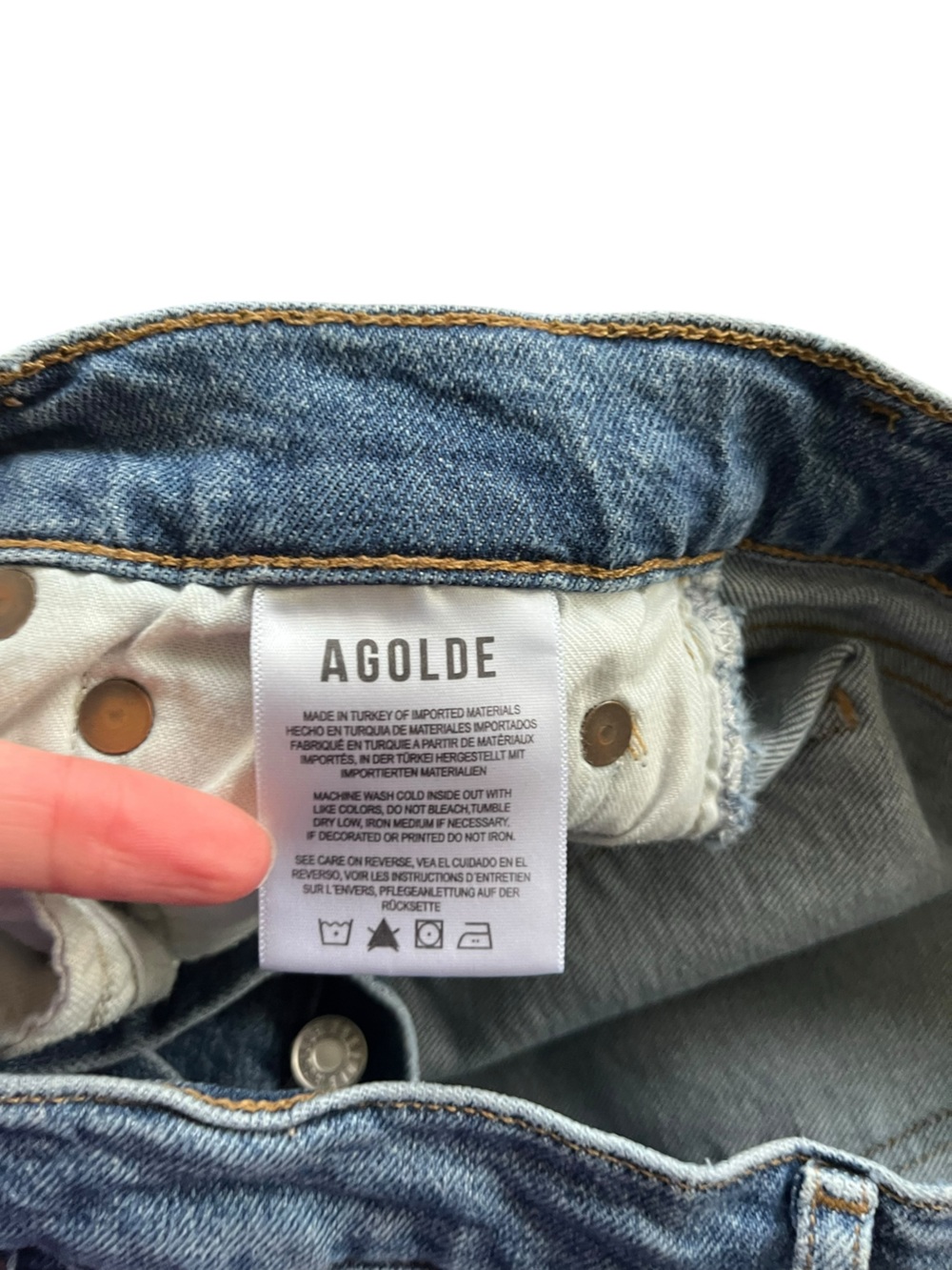 Agolde Jeans Sz 29 Riley High Rise Straight Button Fly Ankle Crop Organic Fray - Picture 10 of 10